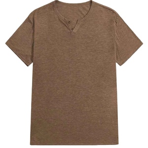 T-shirt uni à col en V pour hommes en coton polyester de haute qualité T-shirts unis pour hommes - Product Image 6