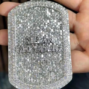 Pendentif de chien en moissanite baguette Christian mignon, serti de diamants, de luxe, de la marque GLEAN REPUBLIC, bijoux hip-hop haut de gamme, finition or blanc - Product Image 6