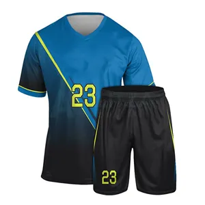 Custom Nieuw Ontwerp Retro Voetbal Jersey Set Heren Voetbal Shirts Uniform Club Dragen Absorberende Ademende Kinderen Volwassen Voetbal Short