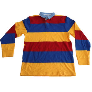 Logotipo bordado personalizado 100% algodón Jersey rayas manga larga Rugby Polo al por mayor - Product Image 2