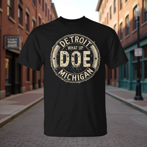 เสื้อยืดวินเทจ What up Doe ในดีทรอยต์ มิชิแกน เสื้อผ้าโปรโมชั่นสไตล์เรโทร - Product Image 3