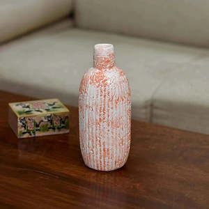 Jarrón de Cerámica Bohemio, Color Naranja, Marrón y Azul, Hecho a Mano, Moderno, Versátil, de Bajo Mantenimiento, con Motivo Intrincado - Product Image 5