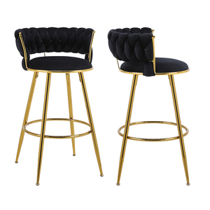 Sedia moderna da cucina in velluto a mano <span class=keywords><strong>con</strong></span> poggiapiedi in oro per sala da pranzo a casa Bar camera da letto dell'hotel - Product Image 1