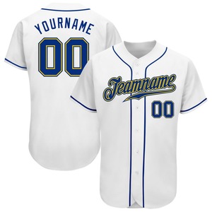 Maillot de baseball authentique Royal-Gold blanc personnalisé - Product Image 1