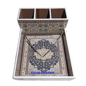 Plateau de service rectangulaire en MDF Porte-ustensile intégré Impression numérique Plateau organisateur décoratif Boîtes à mouchoirs - Product Image 1