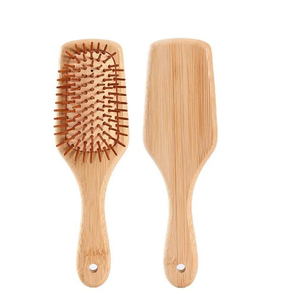 Brosse à cheveux en bois de bambou durable avec poignée Brosse de massage du cuir chevelu à coussin d'air - Product Image 1