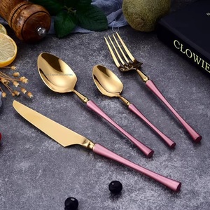 Ensemble de couverts en métal de nouveau style en émail noir poignée ronde or fini pour les fêtes de mariage ensembles de couverts de vaisselle - Product Image 4