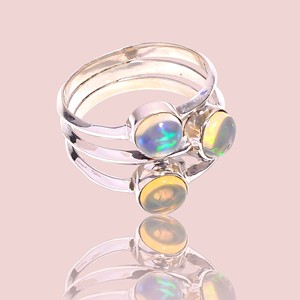 แหวนโอปอลเอธิโอเปียนแฮนด์เมด4.4gm 6X6mm เครื่องประดับอัญมณี unisex - Product Image 3