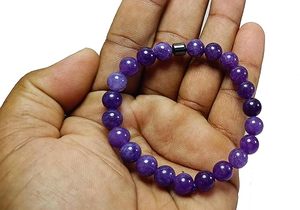 Crystal bracelet Megnet & Amethyst <b>Charm</b> Round Beads 8mm Stone Crystal Gemstone Fashion Jewelry Men and Women Gift Energy - Product Image 3