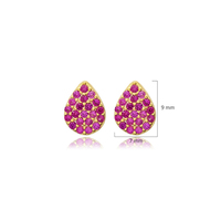 Rubí CZ piedra pera gota forma Stud pendientes venta al por Mayor turco hecho a mano 925 joyería de plata esterlina