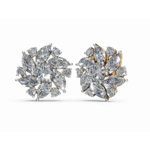 ต่างหูเพชรทรงกลมและทรงมาร์คีส์ แวลเรีย แกรนด์ เพทัล ทองคำ 9KT พรีเมียม เครื่องประดับเพชรเลี้ยงในห้องปฏิบัติการ ขายส่ง B2B - Product Image 5