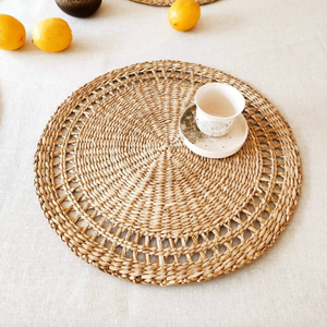 Fabricante de Vietnam, Mantel Individual redondo de algas marinas naturales, manteles individuales, decoración de mesa de comedor, manteles bohemios, cargador FBA Amazon - Product Image 1