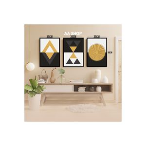 ชุดโต๊ะ MDF คุณภาพ 25 ชิ้น พร้อมลายพิมพ์ไล่สีเรขาคณิต คอลเลกชันกรอบรูป 3 ชิ้น ขนาด 50x35 ซม. สำหรับงานศิลปะติดผนัง - Product Image 2