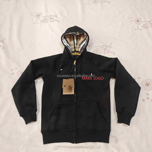 Sudadera con Capucha Informal con Cierre y Forro a Cuadros Vintage, Transpirable, de Algodón, con Logotipo Frontal, Unisex - Product Image 6