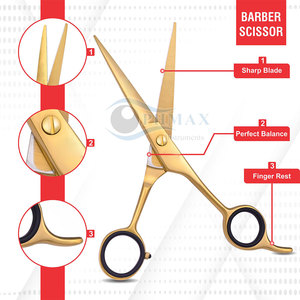 Ciseaux de coiffeur enduits d'or de haute qualité ciseaux de coupe de cheveux de Salon professionnel ciseaux de coiffeur élégants de finition d'or - Product Image 3