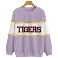 Sweat-shirt à capuche personnalisé pour femme avec nom d'équipe pour les jours de match |   Personnalisable, grande taille, séparation bicolore, travail à la main avec des paillettes