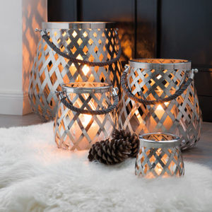 Personnalisable élégant cuivre rectangulaire métal fer lanterne verre bougeoirs 1 couleur pour la maison fêtes décor de noël - Product Image 6