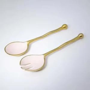 Service à salade de qualité supérieure Serveur à salade design Couverts en métal poli brillant Forme et taille acier miroir - Product Image 3