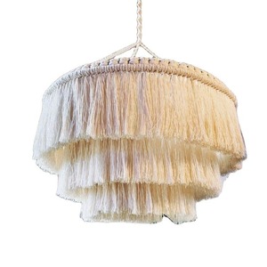 Lampes en macramé faites à la main élégantes suspendues Boho Decor Cotton Rope Woven Art Tapisserie pour décoration murale intérieure de maison élégante - Product Image 3