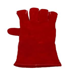Guantes de cuero dividido de vaca roja para soldadura resistente Guantes de mano de seguridad anticorte y anticalor para aplicaciones de soldadura - Product Image 3