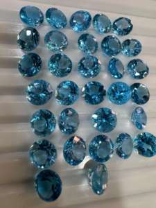 Topaze bleu de Londres naturelle, 9 mm, facetté, brillant, rond, pierres précieuses en vrac avec jeu de couleurs - Product Image 3