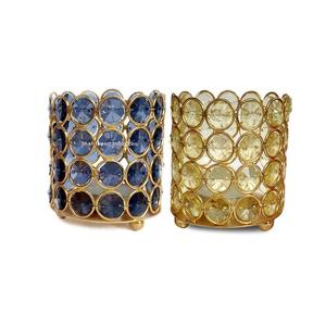 Nuevo oro y cristal azul/portavelas votivo de Metal centros de mesa redonda de lujo para la decoración de fiestas de boda en casa - Product Image 2