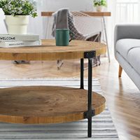 Nouvelle Arrivée Table Basse Portable à Hauteur Réglable pour Salon, Design Moderne, Plateau en Bois Rustique, Piétement Métallique, Rangement en Marbre et Pierre