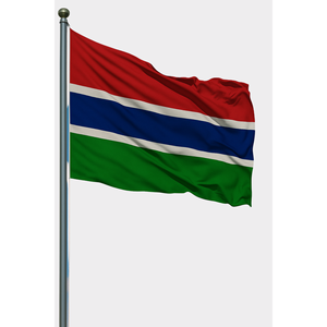 Drapeau de Gambie pour l'extérieur, imprimé numériquement, style fanion, en soie et plastique, avec mât en aluminium - Product Image 1