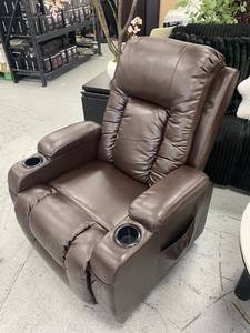 Nous fournissons la meilleure fauteuil inclinable manuelle contemporaine en similicuir avec porte-gobelet et rangement latéral - Product Image 1