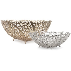 Tazón de fruta seca hecho a mano con forma única de aluminio, cuenco de diseño diferente con chapado en oro para mesa, tazón decorativo para fruta seca - Product Image 5