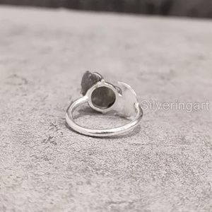 Anillo de Plata de Ley 925 con Labradorita Natural en Forma de Luna Creciente, Joyería Hecha a Mano, Regalo de Navidad o Cumpleaños para Mujer - Product Image 6