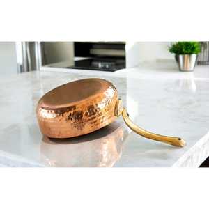 Indian Art Villa - Sartén Redonda Vintage de Cobre Puro Martillado con Revestimiento de Estaño, Cacerola de Hierro para Cocina, Vajilla y Utensilios de Mesa - Product Image 3