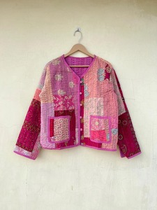 Kantha-Manteau en coton avec patchwork floral, veste réversible pour femme, tenue d'hiver bohème, fait à la main, cadeau pour les proches - Product Image 6