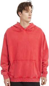 Sudadera con capucha de algodón 100% de alta calidad, estilo urbano, con cremallera, vintage, de doble capa, con efecto desgastado por el sol y bolsillos. - Product Image 6