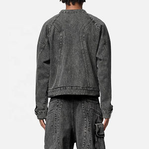 Veste en jean bleu hommes automne mode Cool à la mode hommes Jean vestes manteau décontracté vêtements d'extérieur col montant moto Cowboy - Product Image 5