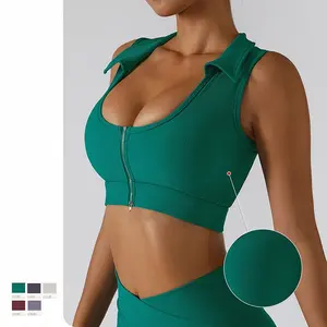 Personnalisé femmes Sexy respirant léger Yoga Fitness réservoir couleur unie beauté dos conception Sport coton ensembles lavé - Product Image 1