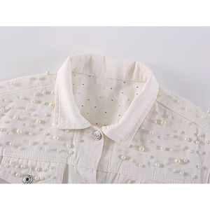 Veste en jean imperméable écologique avec boutons et diamants pour femme, coupe courte et respirante vintage - Product Image 6