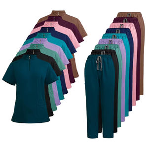 Cómodos juegos de exfoliación de hospital de alta calidad Tela tejida duradera Enfermera Trabajo médico Fig Scrub Set Manga corta Unisex Scrub Top - Product Image 1