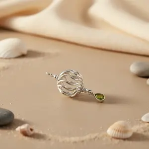 Colgante de Plata 925 con Peridoto para Mujer, Chapado en Rodio, Joyería de Piedras Preciosas de Oro Blanco con Circonita, Colgantes con Patrón de Números - Product Image 1