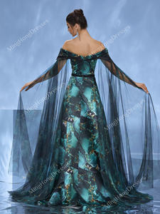 Robe de bal de promo de luxe de Dubaï, en satin haut de gamme, bustier, épaules dénudées, avec appliques, taille naturelle, coupe ample et évasée, style arabe - Product Image 5