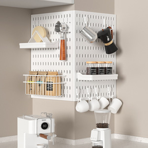 Organisateur <span class=keywords><strong>mural</strong></span> en panneaux perforés, système de <span class=keywords><strong>rangement</strong></span> <span class=keywords><strong>mural</strong></span> modulaire, <span class=keywords><strong>panneau</strong></span> perforé en plastique, étagère de <span class=keywords><strong>rangement</strong></span> suspendue, organisateur <span class=keywords><strong>mural</strong></span> sans perçage - Product Image 4