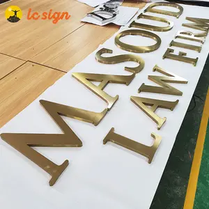 Custom Logo For Wall Office Metal Signage Stainless Steel Logo 3D Design Personalized Logo Sign Gold Letters