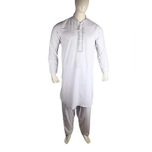 Chase Value Men's Embroidered Kameez Shalwar-White Size M Dobby Wash Wear - Product Image 4