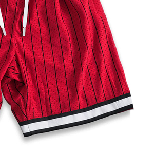 กางเกงบาสเก็ตบอลขาสั้นสำหรับผู้ชายกางเกงบาสเก็ตบอลย้อนยุคมีกระเป๋าซิปตาข่ายโพลีเอสเตอร์ - Product Image 4