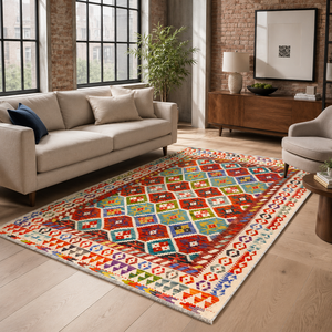 Tapis lavable en chenille RW7141 Yrk Crimson Tribal de Rug Weavers, vente en gros et dropshipping, 10 tailles - Product Image 1