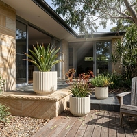 Pots à fleurs, jardinières, jardinières en béton pour le jardin, grandes jardinières d'extérieur, éco-responsables, durables, pour usage domestique, avec trou de drainage