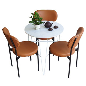 Round Stone-Topped Cafe Table and 3 Chairs <b>Set</b> for Coffee Shops and <b>Restaurants</b>-CBCF264 - Product Image 1