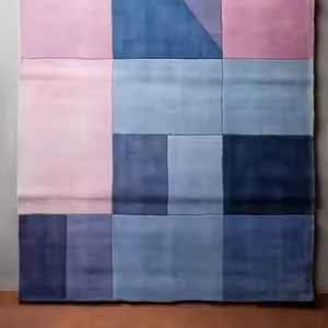 Modern Handmade NewZealand Wool Area <b>Rug</b> Abstract <b>Pastel</b> Color Block Design High Pile Non-Slip Stain Resistant for Home Office - Product Image 1