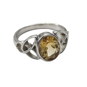 Navya Craft Handmade 925 Sterling <b>Silver</b> Women's <b>Statement</b> Boho Jewelry Citrine Celtic Knot Oval <b>Ring</b> with Yellow Gemstone - Product Image 1