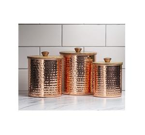 Lot de 3 boîtes en cuivre de qualité supérieure faites à la main avec un design unique avec une taille de forme personnalisée et un couvercle sans danger pour les aliments. Excellent rapport qualité-prix! - Product Image 1